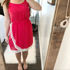 PEACH Love small red crochet detail summer dress